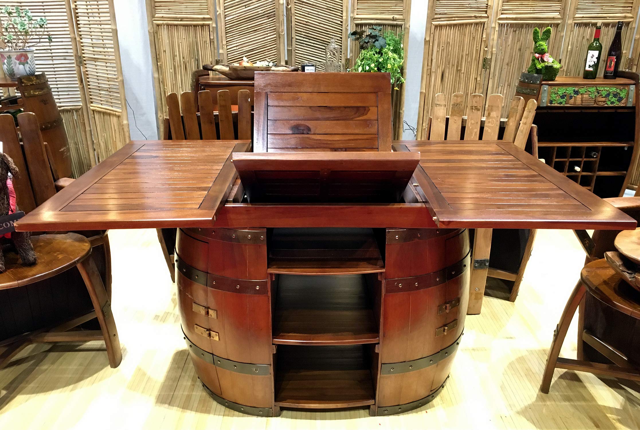 Amazon.com: MGP Wine Barrel Rectangle Table with Extendable Teak